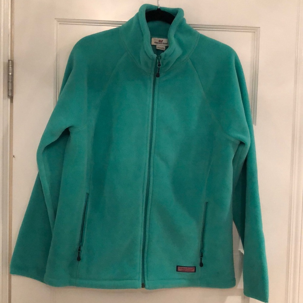 vineyard vines green zip down fleece